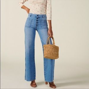 Rouje Light Blue High-Waist Wide-Leg Jeans